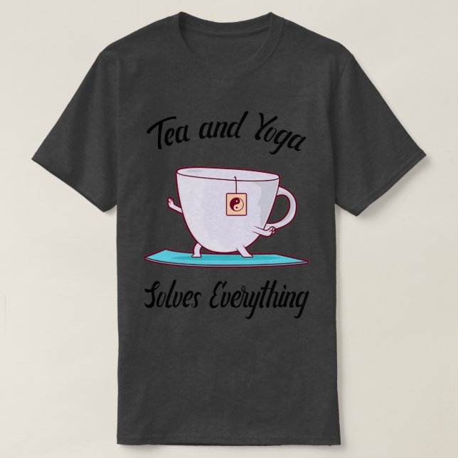 Tee und Yoga lösen alles, was Teetasse mit Yoga ma (Design vorne)