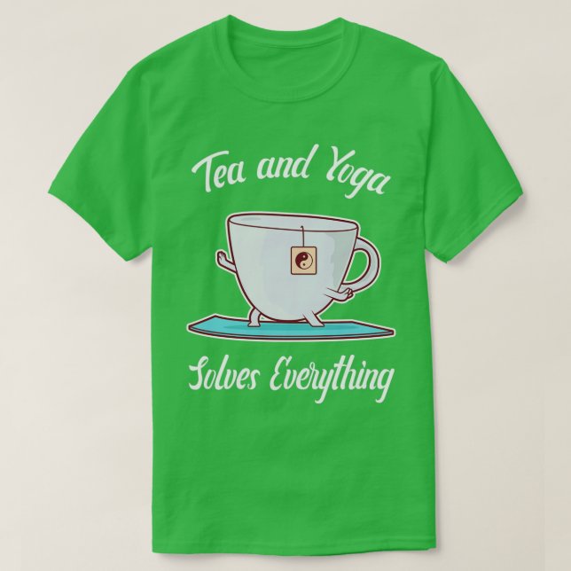 Tee und Yoga lösen alles, was Teetasse mit Yoga ma (Design vorne)