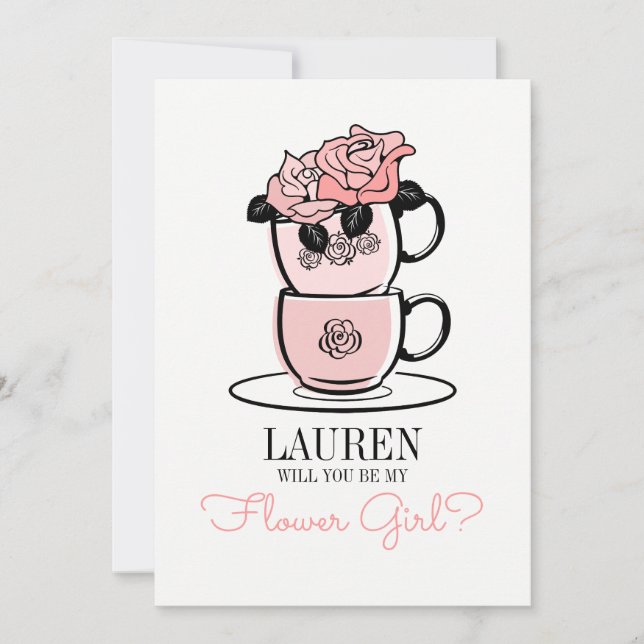 Tee wird mein Blumenmädchen sein Bridmaid Card Einladung (Vorderseite)