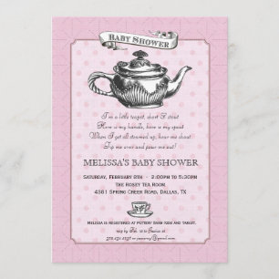 Tee-Zeit-Babyparty-Einladung - Rosa Einladung