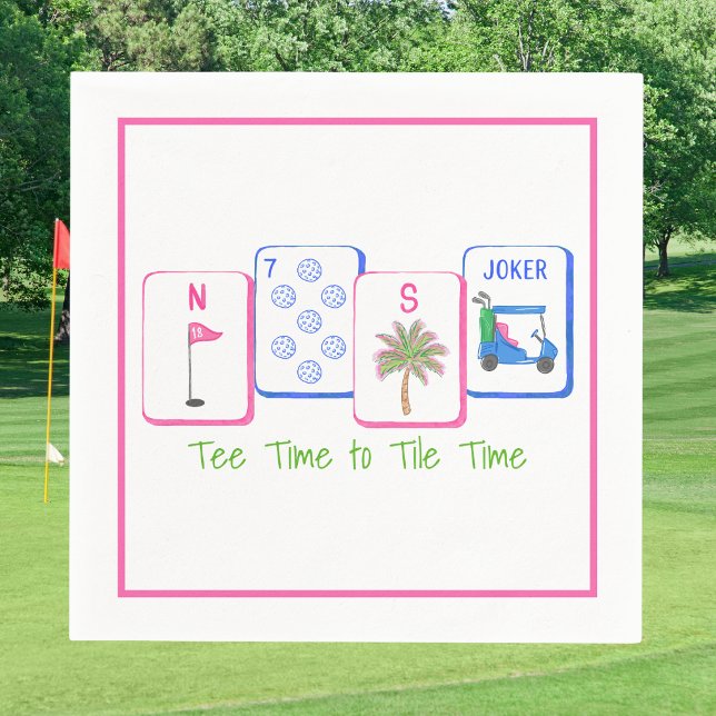 Tee-Zeit bis Mahjong-Zeit / Golf Mahjong Party Serviette (Von Creator hochgeladen)