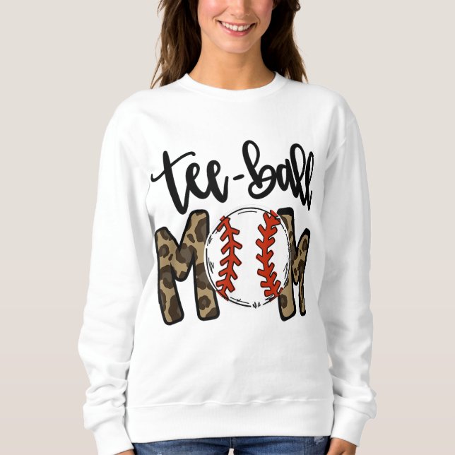 Teeball Mama Leopard Mama Funny Ball Mama Mutter D Sweatshirt (Vorderseite)