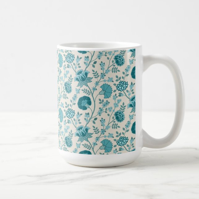 Teebecher mit floralen Mustern auf Creme Kaffeetasse (Rechts)