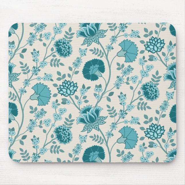 Teebecher mit floralen Mustern auf Creme Mousepad (Vorne)