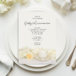 Teebecher und Party "White Rose Quinceanera" Einladung