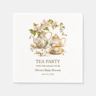 Teebeutel mit floraler Tee Party Zeit für Tea Baby Serviette