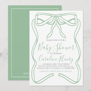 Teebeutel mit grüner Coquette Bow Baby-Dusche mach Einladung