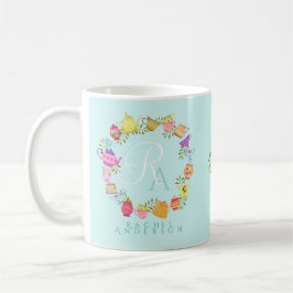 Teebeutel und Tassen Monogramm Pastel Blue Tasse