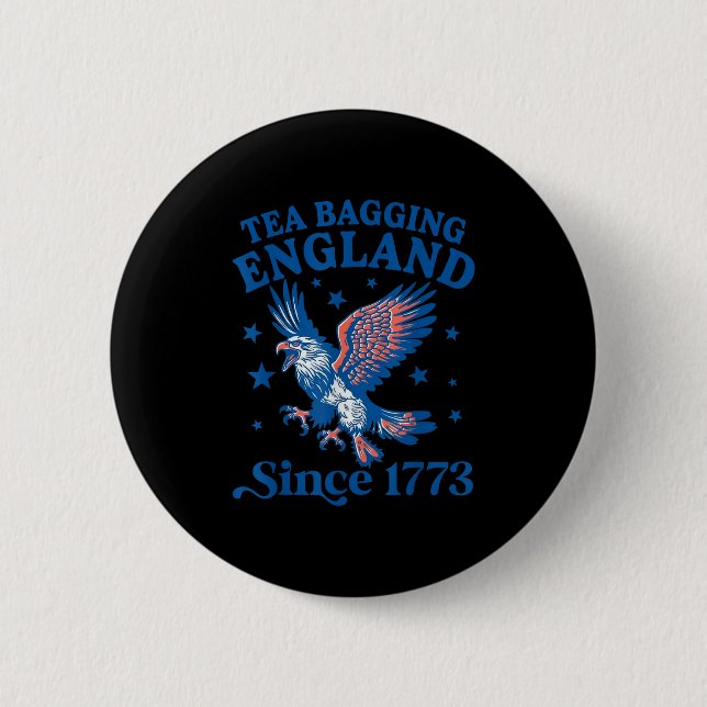 Teebeutelung England Seit 1773 Patriotischer Adler Button (Vorderseite)