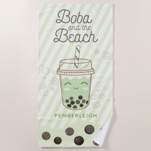 Teeblase Boba Green Stripes Strandtuch