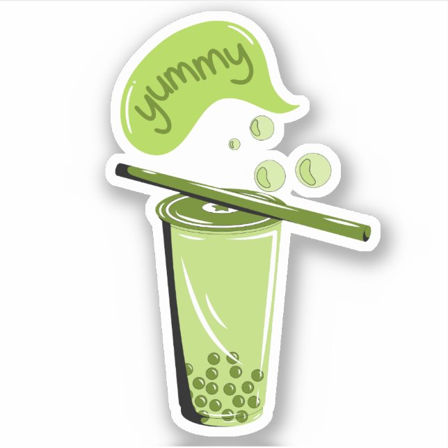 Teeblätter aus Boba Tee, Milch, Tee, grüner Tee Li Aufkleber (Vorderseite)