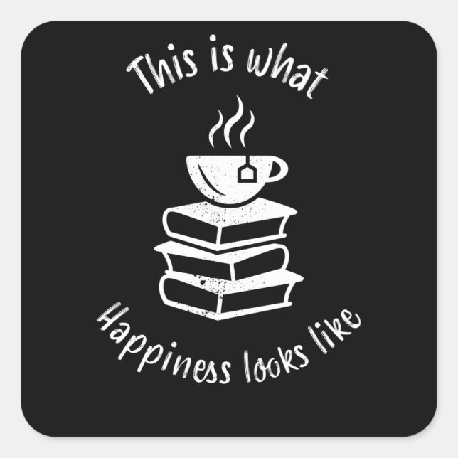 Teebücher - Happy Tealover-Geschenk Quadratischer Aufkleber (Vorderseite)