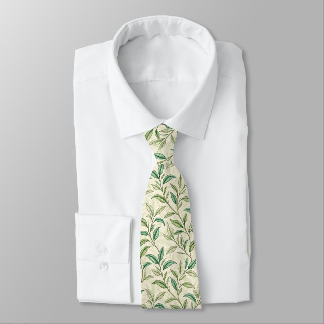 Teedekorative Blätter Muster - Neck Tie Krawatte (Gebunden)