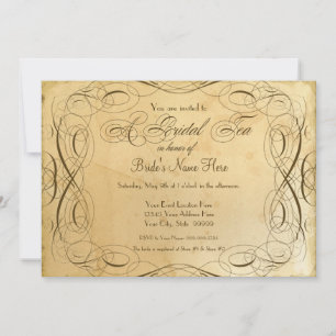 Teeflecken-Vintage-Hochzeit 1 - Braut-Teeparty Einladung