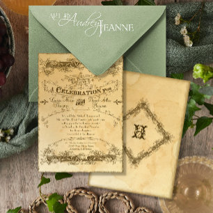 Teeflecken Vintage Hochzeit 2 - Einladung Invite