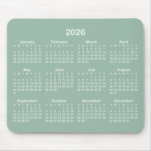 Teegrün und Weiß Kalender Mousepad