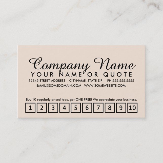 Teehaus-Treueprogramm Treuekarte (Vorderseite)