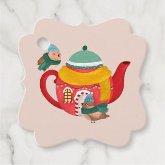 Teehausvögel quadratischer Aufkleber Geschenkanhänger