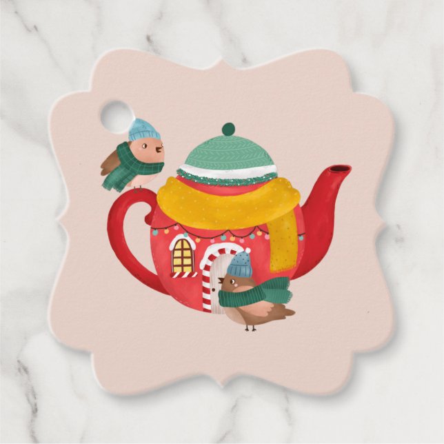 Teehausvögel quadratischer Aufkleber Geschenkanhänger (Vorderseite)