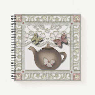 Teekanne aus Glas, beige Farben Notizbuch