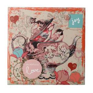 Teekanne-Fantasiegrunge-Keramik-Fliese Fliese