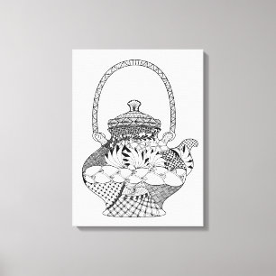 Teekanne-Gekritzel 6 Leinwanddruck
