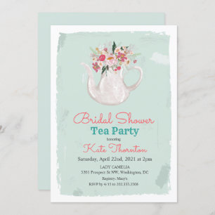 Teekanne mit floraler Wirkung Tee Party Brautparty Einladung