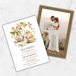 Teekanne mit floraler Wirkung Tee Party Foto Braut Einladung