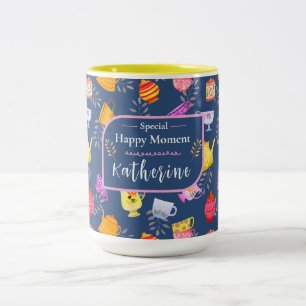 Teekanne und Cups Garden Navy Zweifarbige Tasse