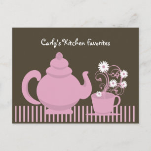 Teekanne und Milchrezeptkarte Postkarte