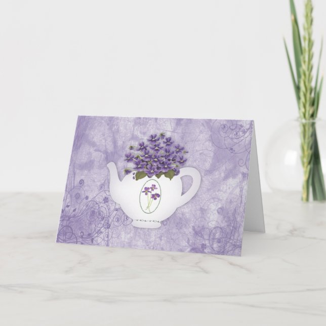 Teekanne von Violetten Danke Karte (Vorderseite)