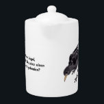 Teekannen mit der Amsel<br><div class="desc">Die Amsel wurde freihändig mit Tusche gemalt. Es gibt ein deutsches Sprichwort: „Der frühe Vogel fängt den Wurm.“
In diesem Entwurf kombiniere ich den Vogel und diese Redewendung zu ein anderes Gefühl.</div>