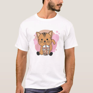 Teekatze mit Schokolade, süße Tiere Katzen T-Shirt