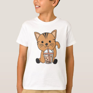 Teekatze mit Schokolade, süße Tiere Katzen T-Shirt