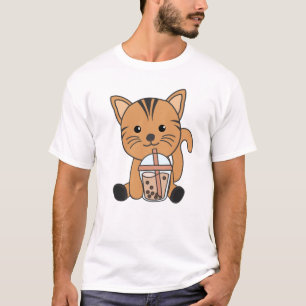 Teekatze mit Schokolade, süße Tiere Katzen T-Shirt