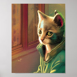 Teekatzengrün Pullover urbane Alien Poster