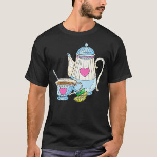 Teekessel und Teetasse schwarz T-Shirt