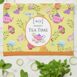 Teeköpfe und Junge gelb Geschirrtuch