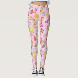 Teeköpfe und Tassen rosa Leggings