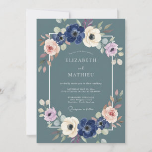 Teelblüten-Girlande-Hochzeit Einladung