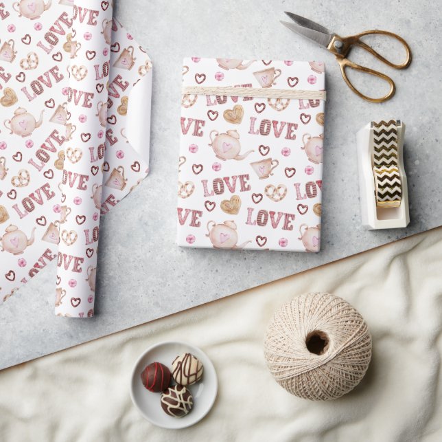 Teeliebe Valentinstag Geschenkpapier (Kunsthandwerk)