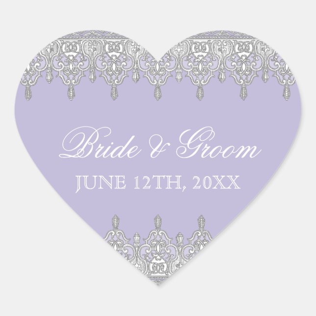 Teelöffel, Lavendelhochzeitungs-Siegel oder Aufkle Herz-Aufkleber (Vorderseite)