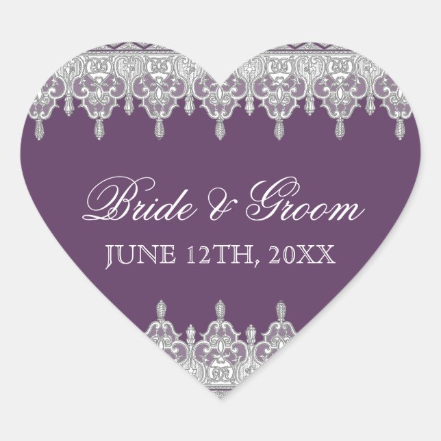 Teelöffel, Lavendelhochzeitungs-Siegel oder Aufkle Herz-Aufkleber (Vorderseite)