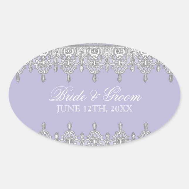 Teelöffel, Lavendelhochzeitungs-Siegel oder Aufkle Ovaler Aufkleber (Vorderseite)
