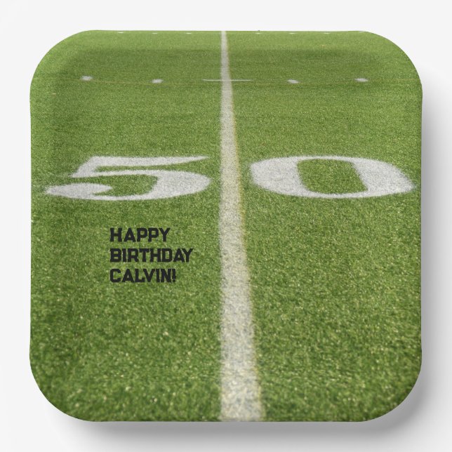 Teen Birthday 50 Yard Line Football Field Pappteller (Vorderseite)