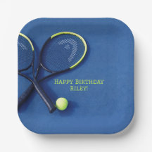 Teen Birthday Blue Court Rackets Tennis Ball Pap