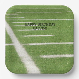 Teen Birthday Yard Lines Green Football Field Pappteller