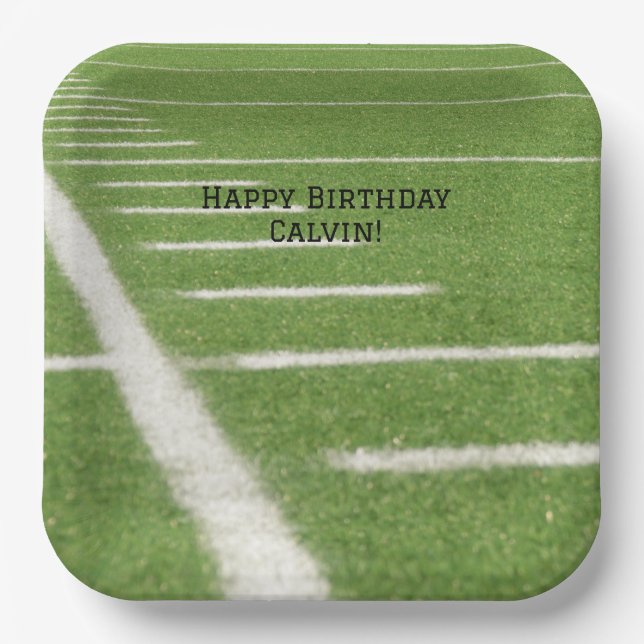 Teen Birthday Yard Lines Green Football Field Pappteller (Vorderseite)