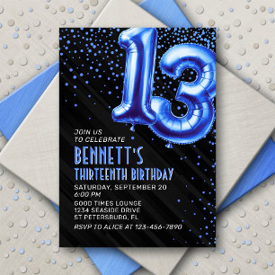 Teen Boy Blue 13. Geburtstag Einladung