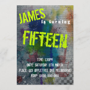 Teen Boy Graffiti Einladung